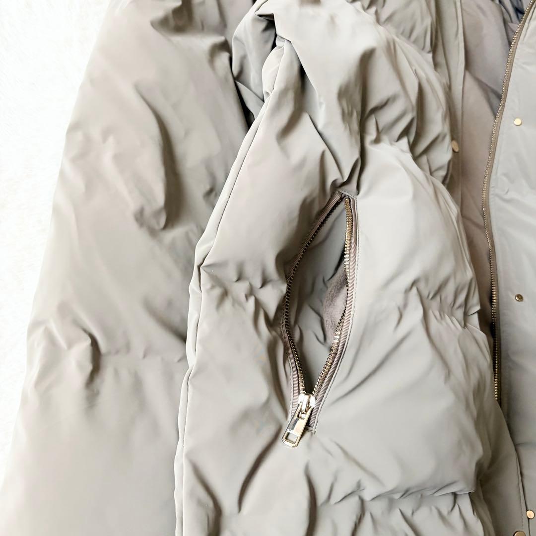 5518 美品✨ ザラ ZARA ダウンコート グレージュ XXL フード付き
