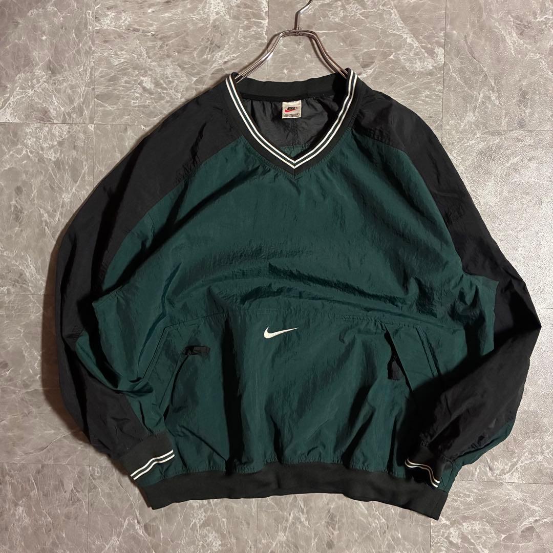 90s NIKE ナイロンプルオーバー スウォッシュ刺繍ロゴ XXL