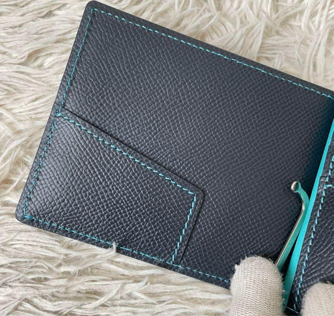未使用級✨ ブルックリンミュージアム 二つ折り財布 マネークリップ ネイビー