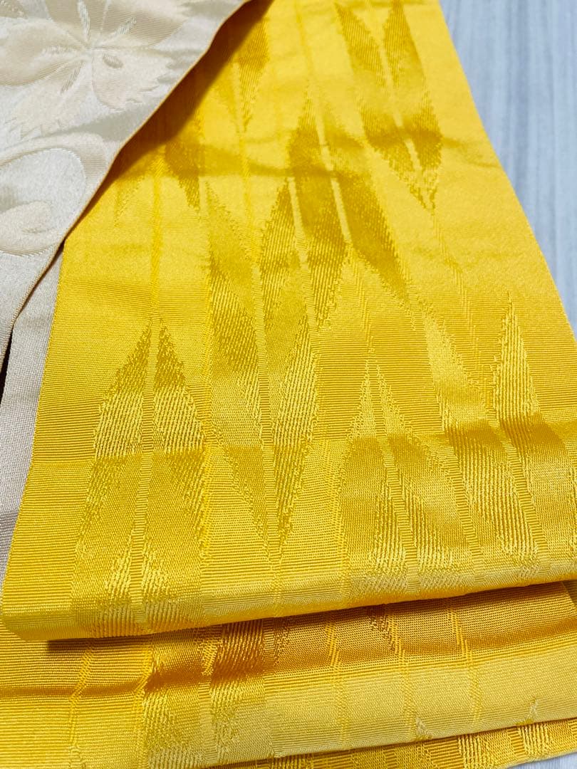 レディース浴衣　夢工房 II 浴衣・帯セット　黄色　花　濃紺　ネイビー　黄色