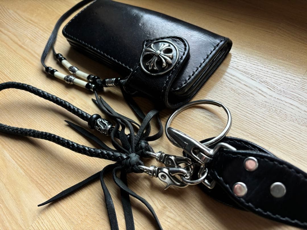 ☆希少☆美品☆ビッグツイン☆ロングレザーウォレット☆ベルト☆クロスコンチョ☆