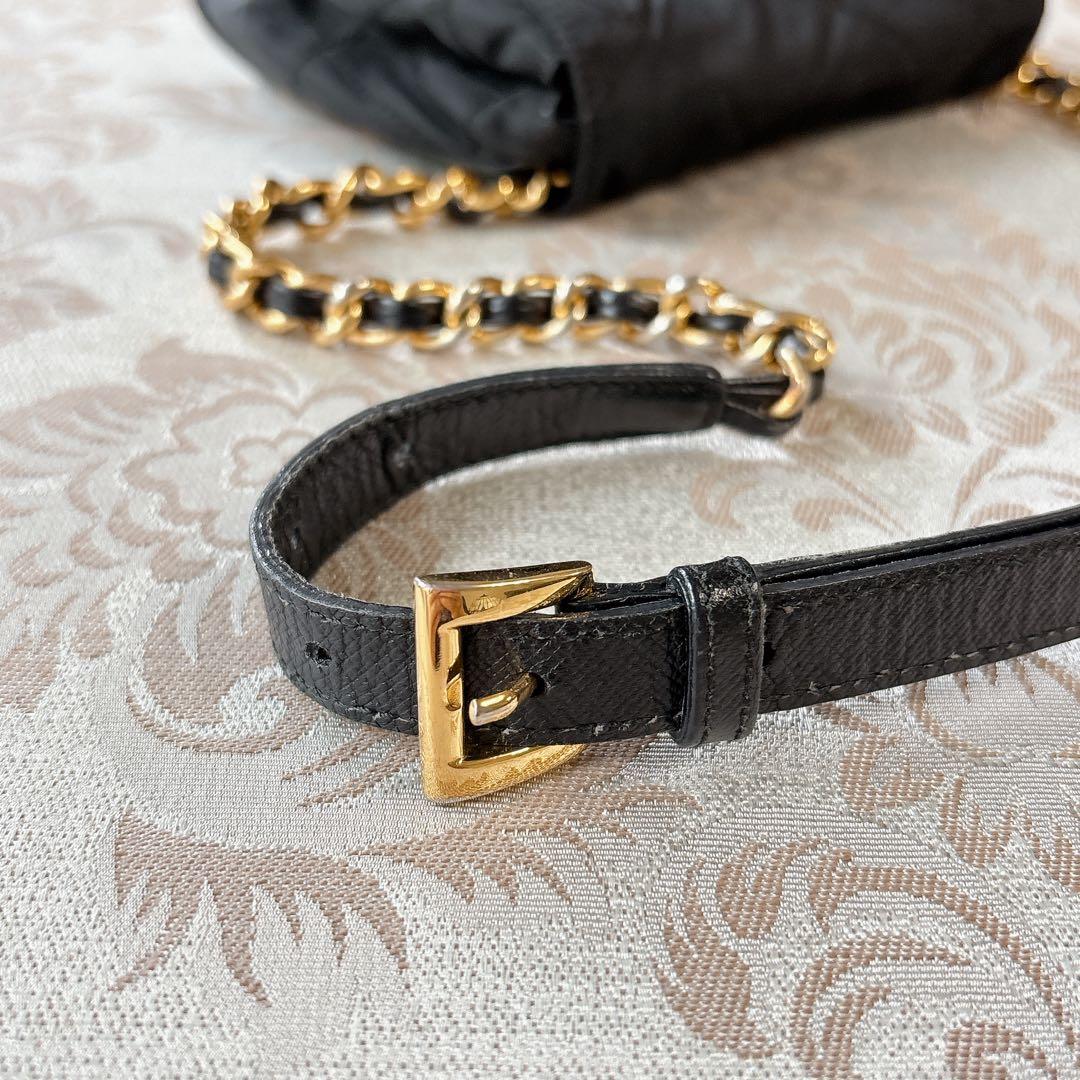 プラダ★ウエストポーチ★キルティング　チェーン　黒