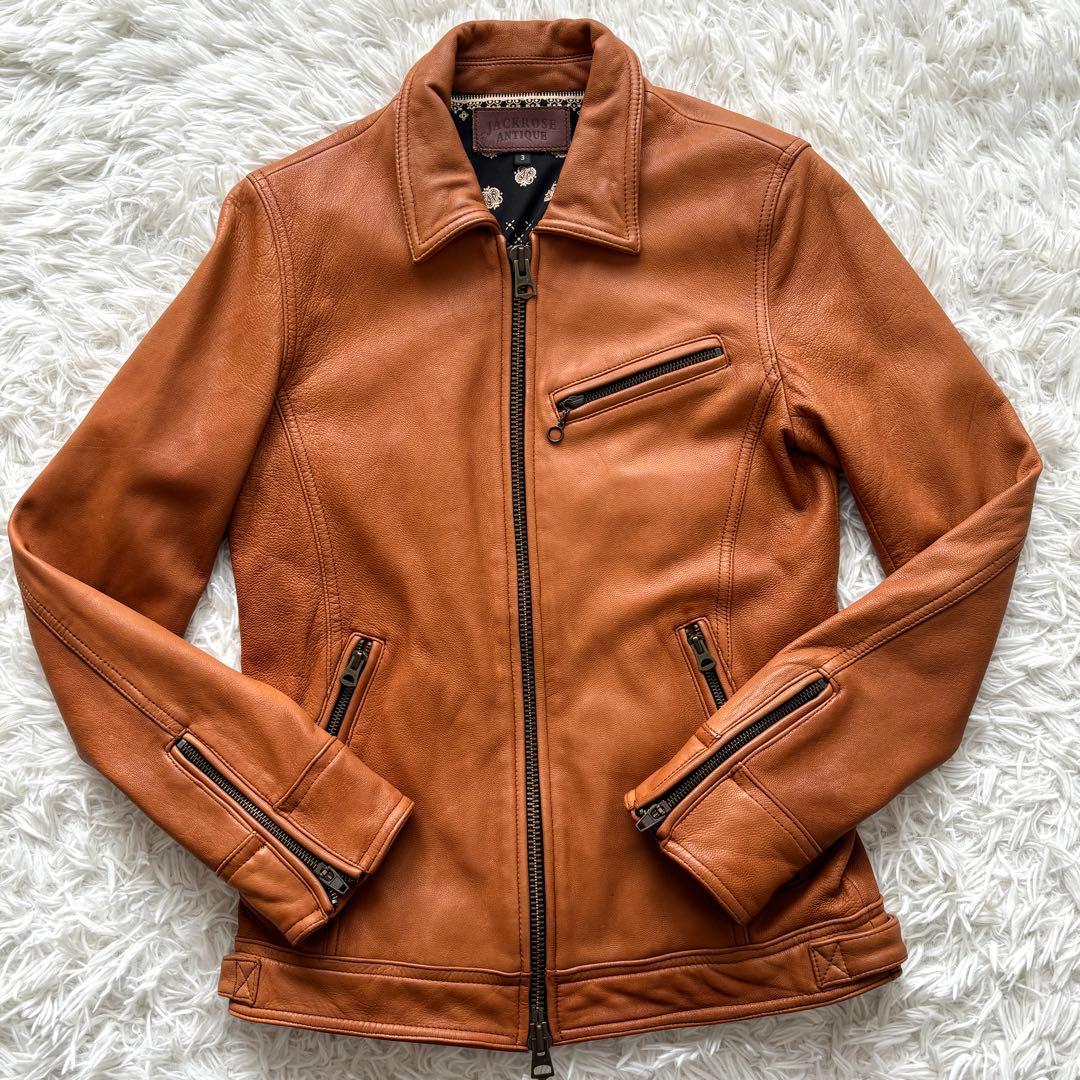 【極美品】山羊革 ペイズリー総柄 ジャックローズ シングルライダースジャケット