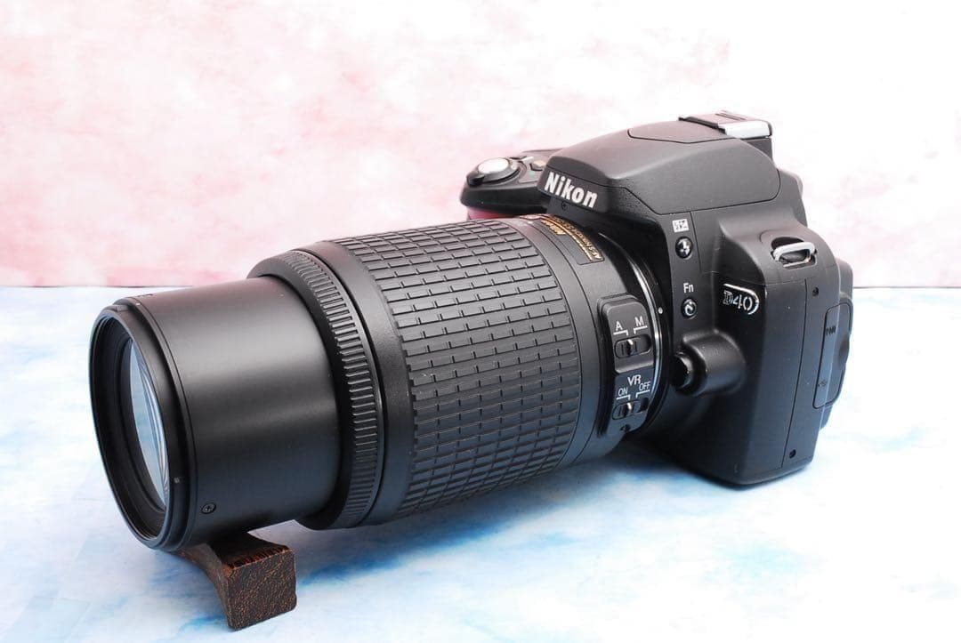 ニコン D40★入門セット★一眼レフカメラ★S数少！★望遠レンズ付Wレンズ