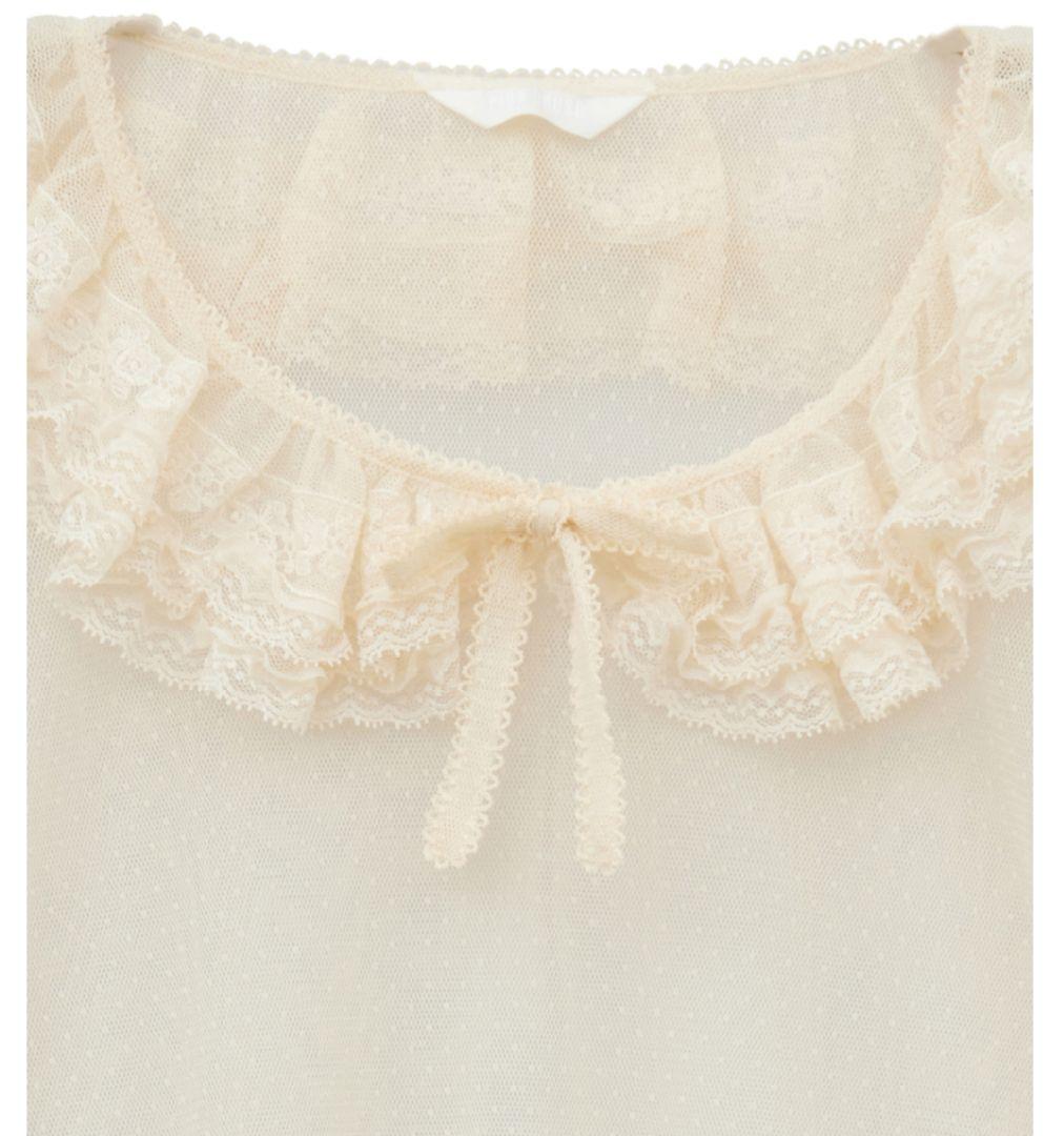 新品　ピンクハウス　ドットチュールブラウス　一部ローズ柄