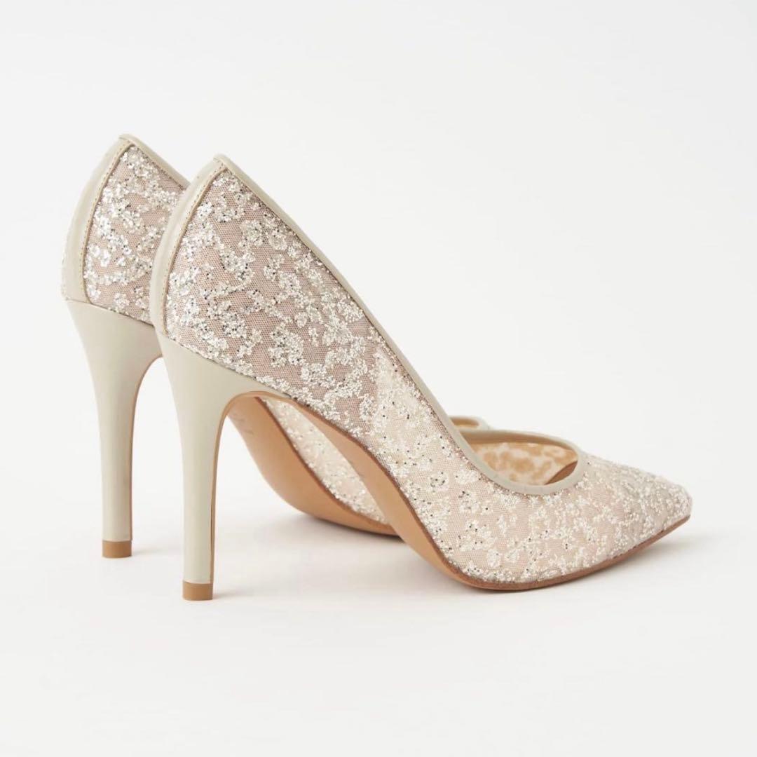DIANA グリッターハイヒールプラチナ 23.5cm