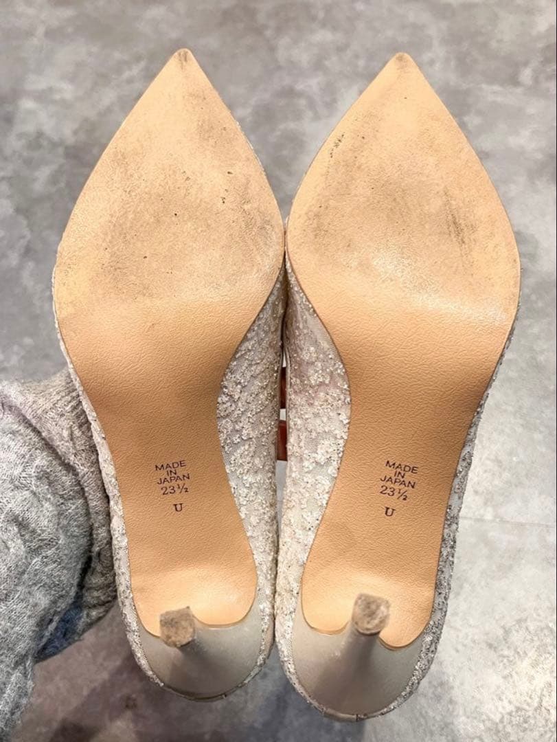 DIANA グリッターハイヒールプラチナ 23.5cm