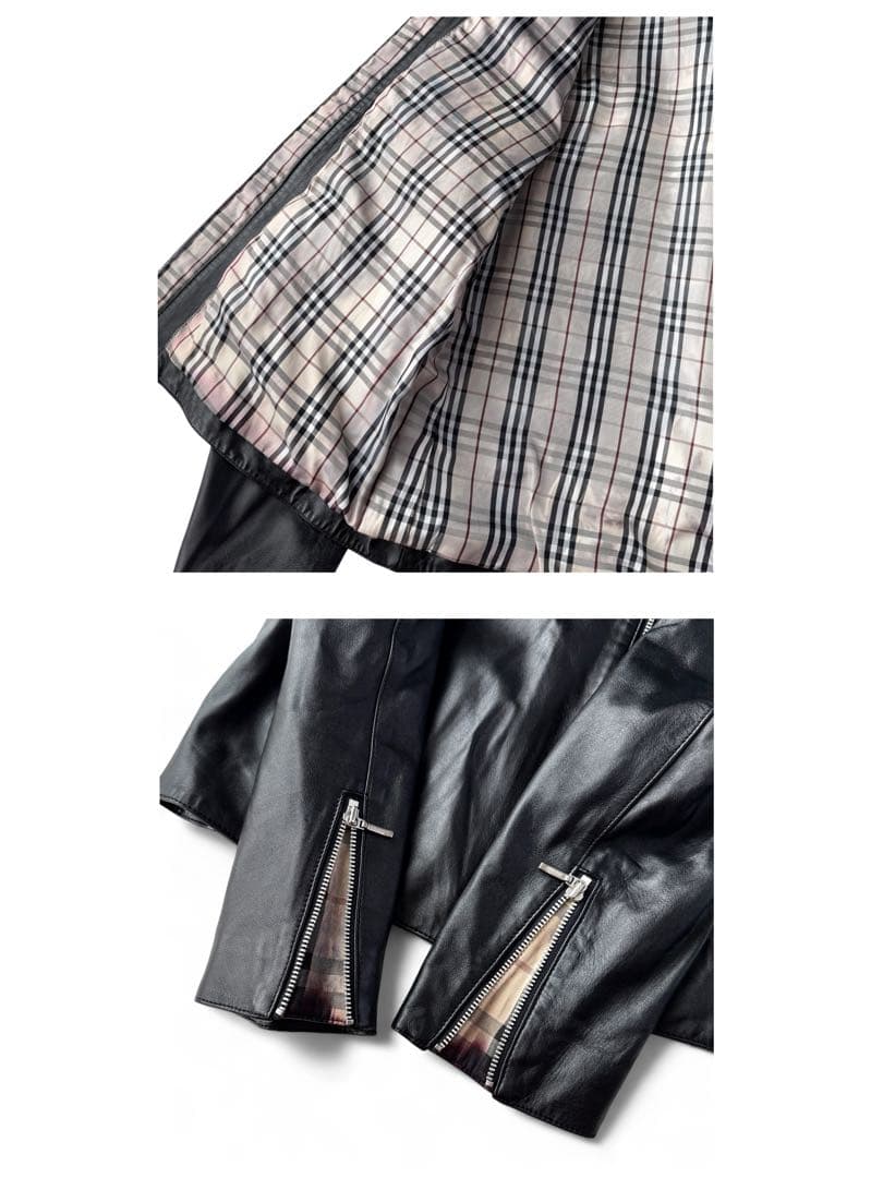 BURBERRY バーバリー ライダース ジャケット 羊革 レザー ブルゾン L