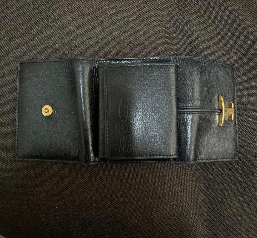 TOD'S トッズ ウォレット T タイムレス レザー レディース ブラック