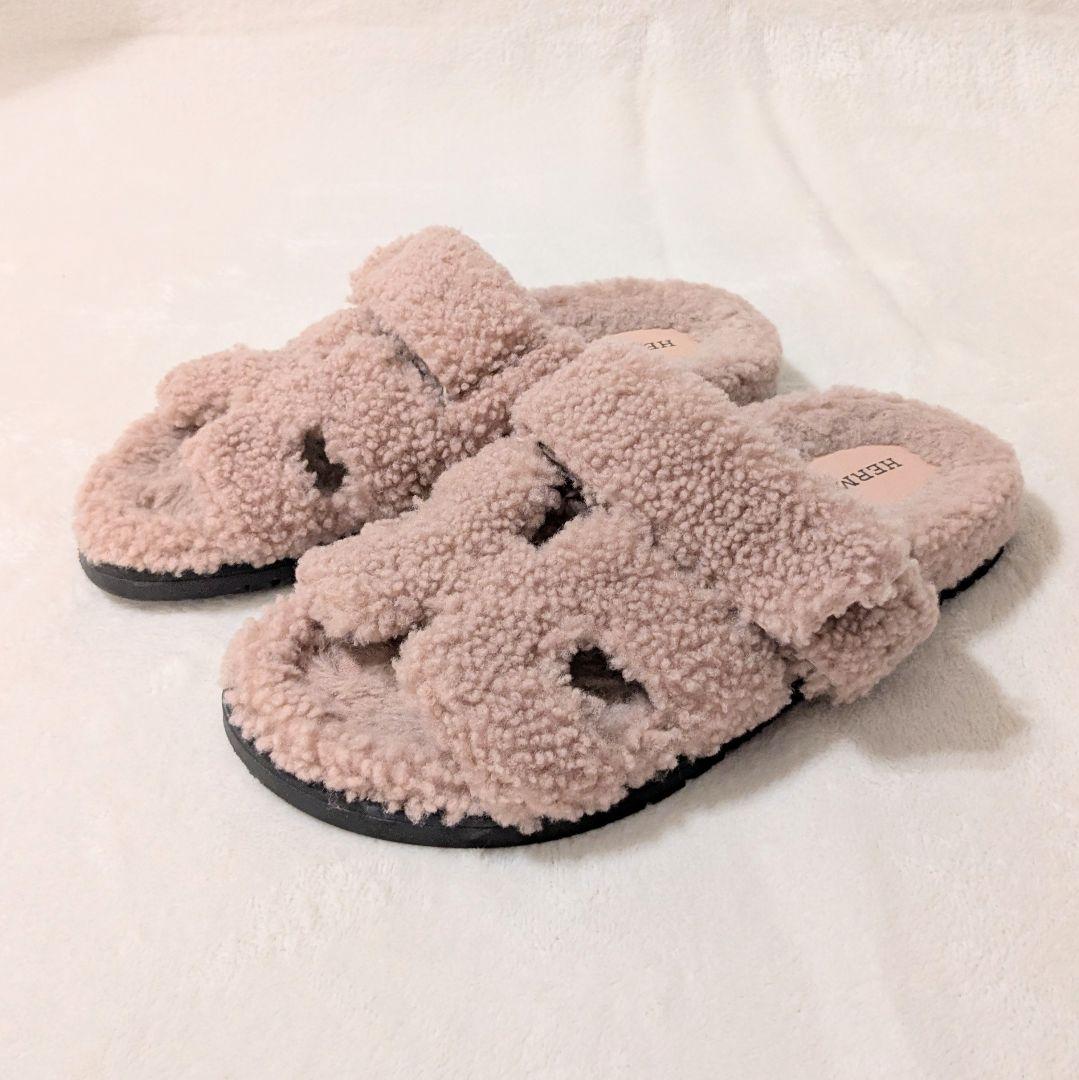 【hanako】HERMES　エルメス　ムートン　　サンダル