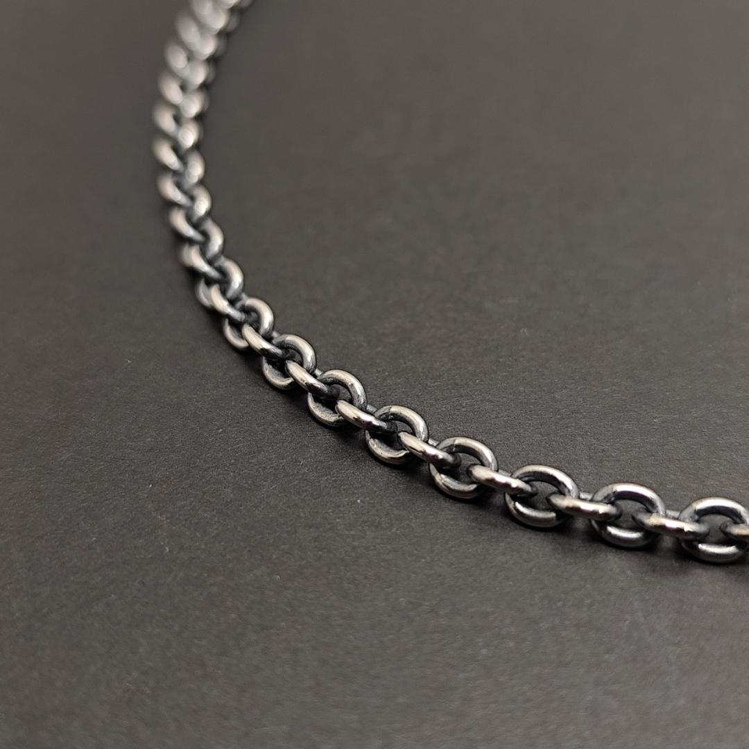 SILVER925 丸小豆チェーン(太)線径1.2 幅4.5-㎜ 全長45cm