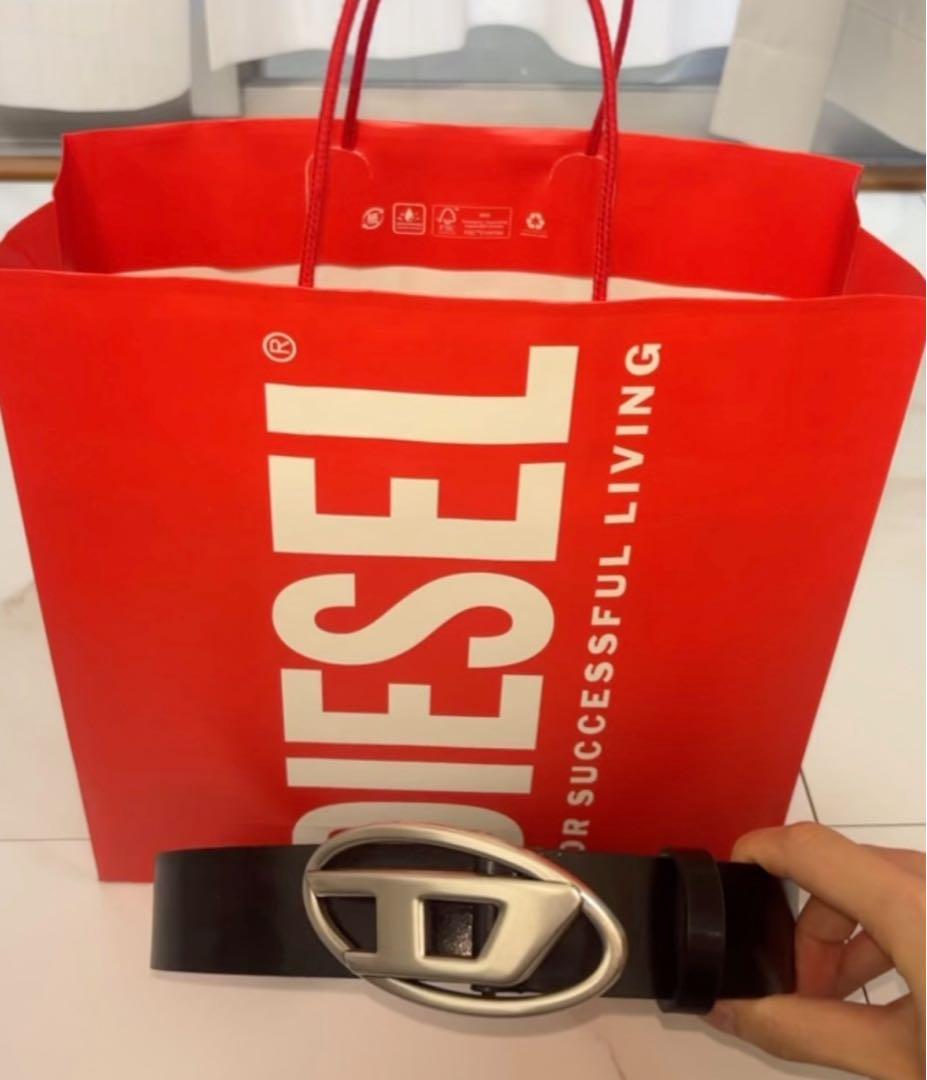 DIESEL 黒 ベルト ロゴ入り 新品未使用