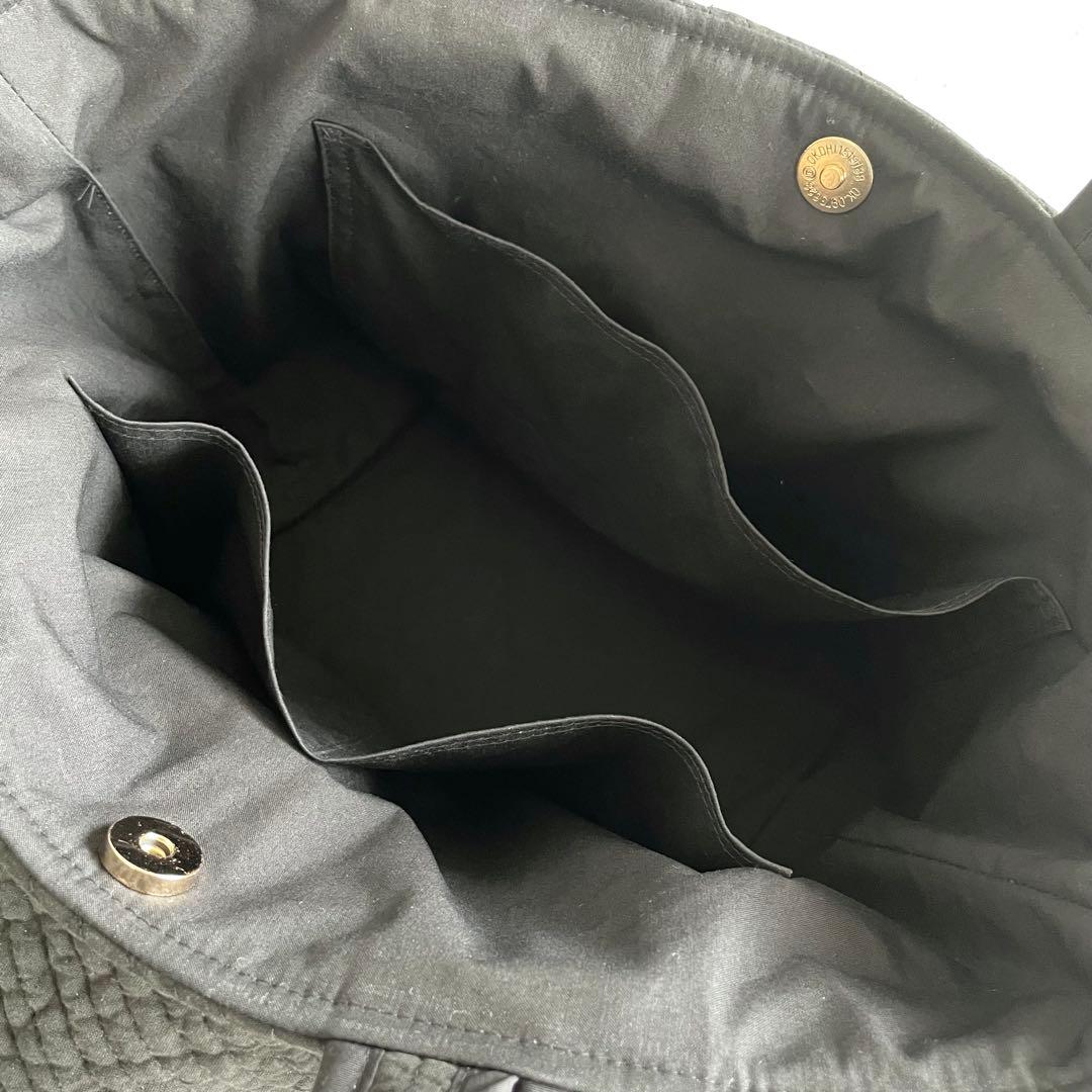 フリル付きヌビトートバッグ　2way ブラック　ヌビバッグ　ハンドメイド