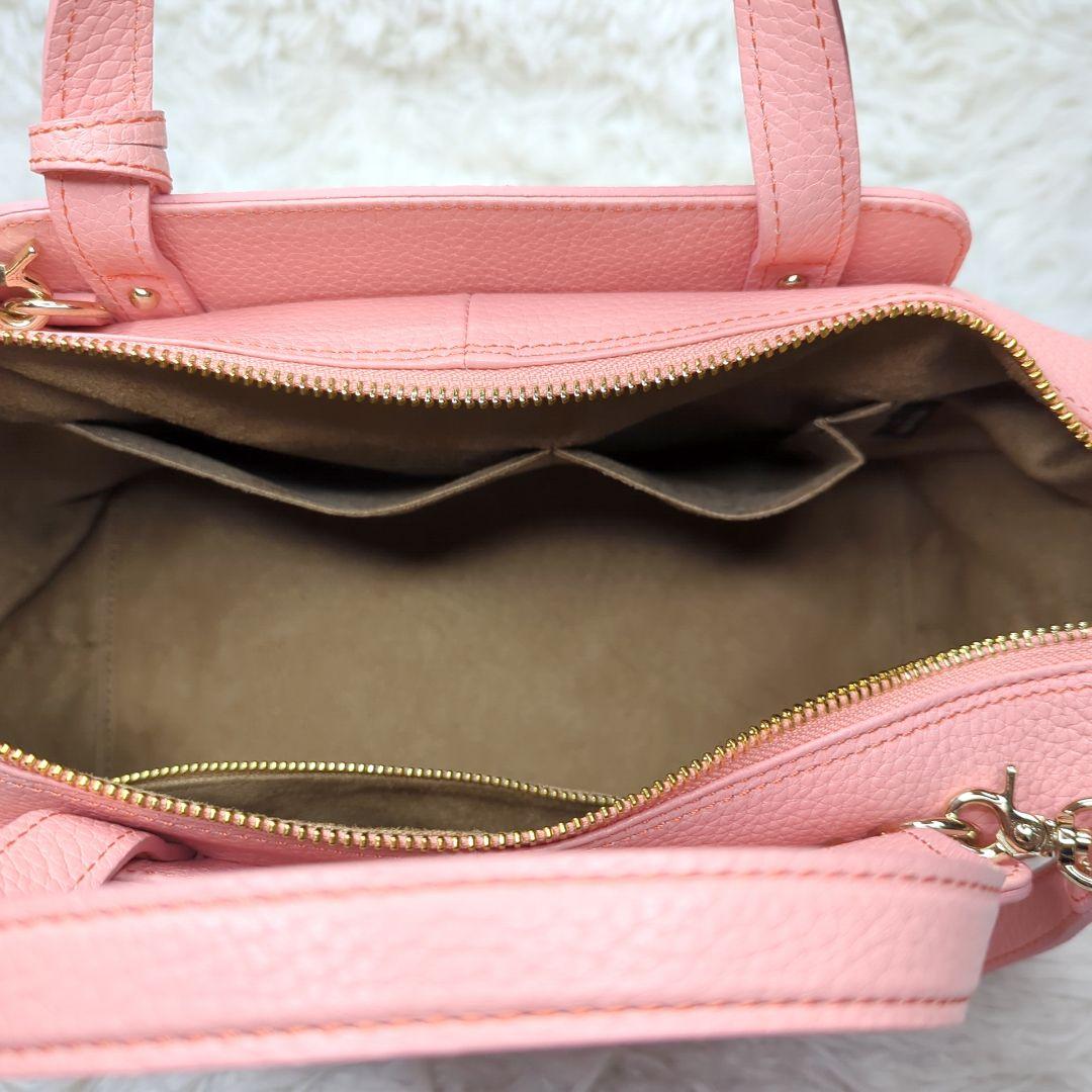 極美品✨ペッレモルビダ ミニボストン シボ革 ピンク 2way ゴールド金具