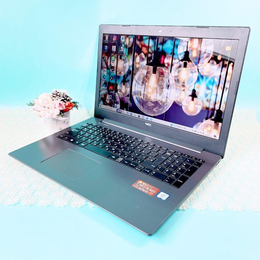 美品✨たっぷり大容量1TB❣️サクサク動く薄型ノートパソコン✨️カメラ付きおしゃれ黒