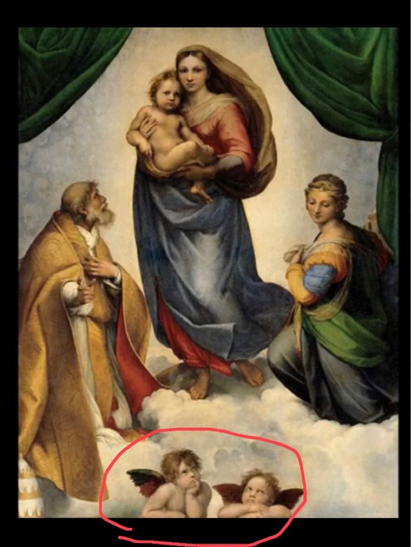 ラファエロ・サンティのシスティーナの聖母の2人の天使