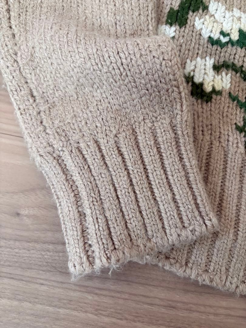 seventen フラワー刺繍ニットカーディガン(ベージュ)