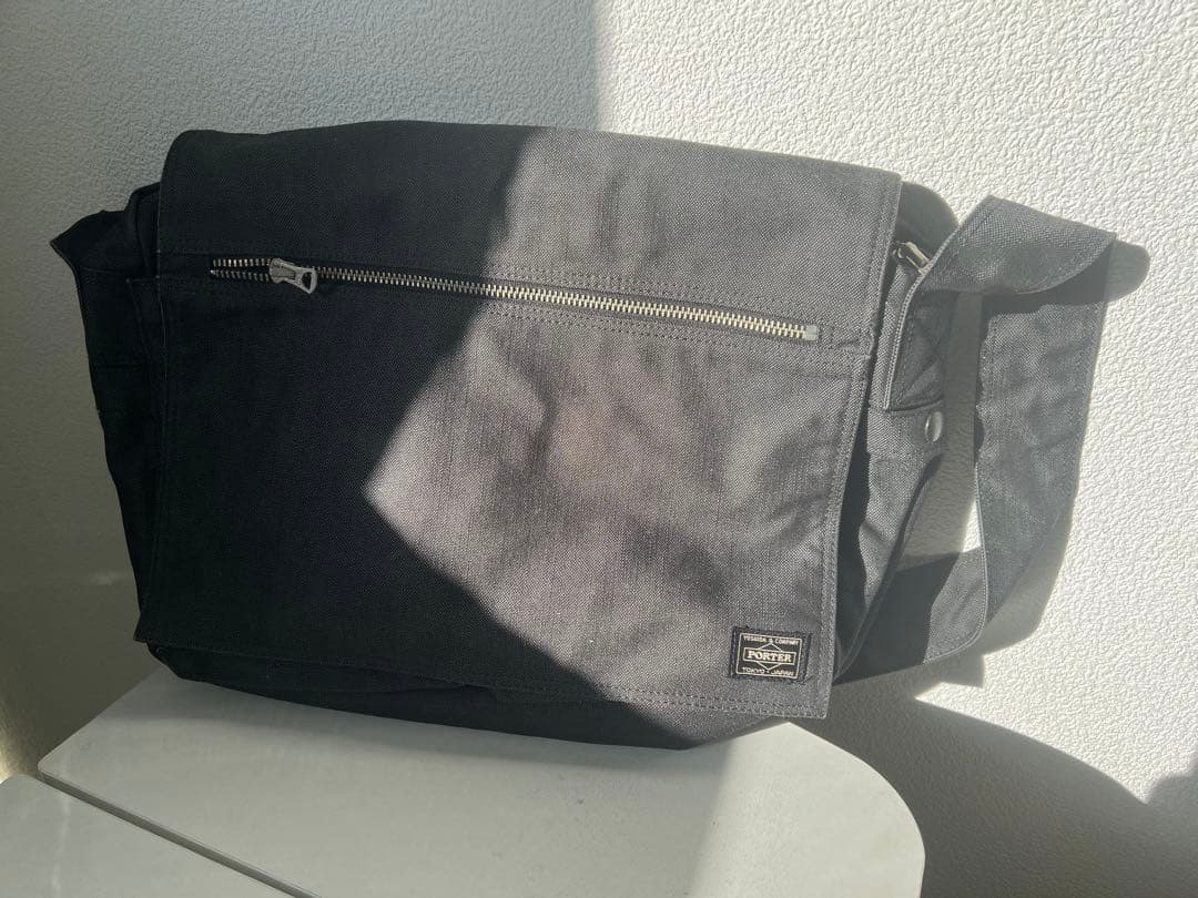 97%新 PORTER ポーター メッセンジャーバッグ キャンバス スモーキー