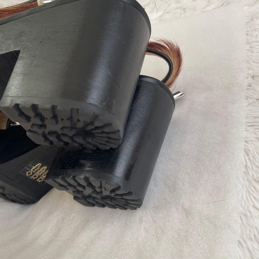 TOGA PULLA ヘアカーフサンダル　チャンキーヒール　ブラウン　38