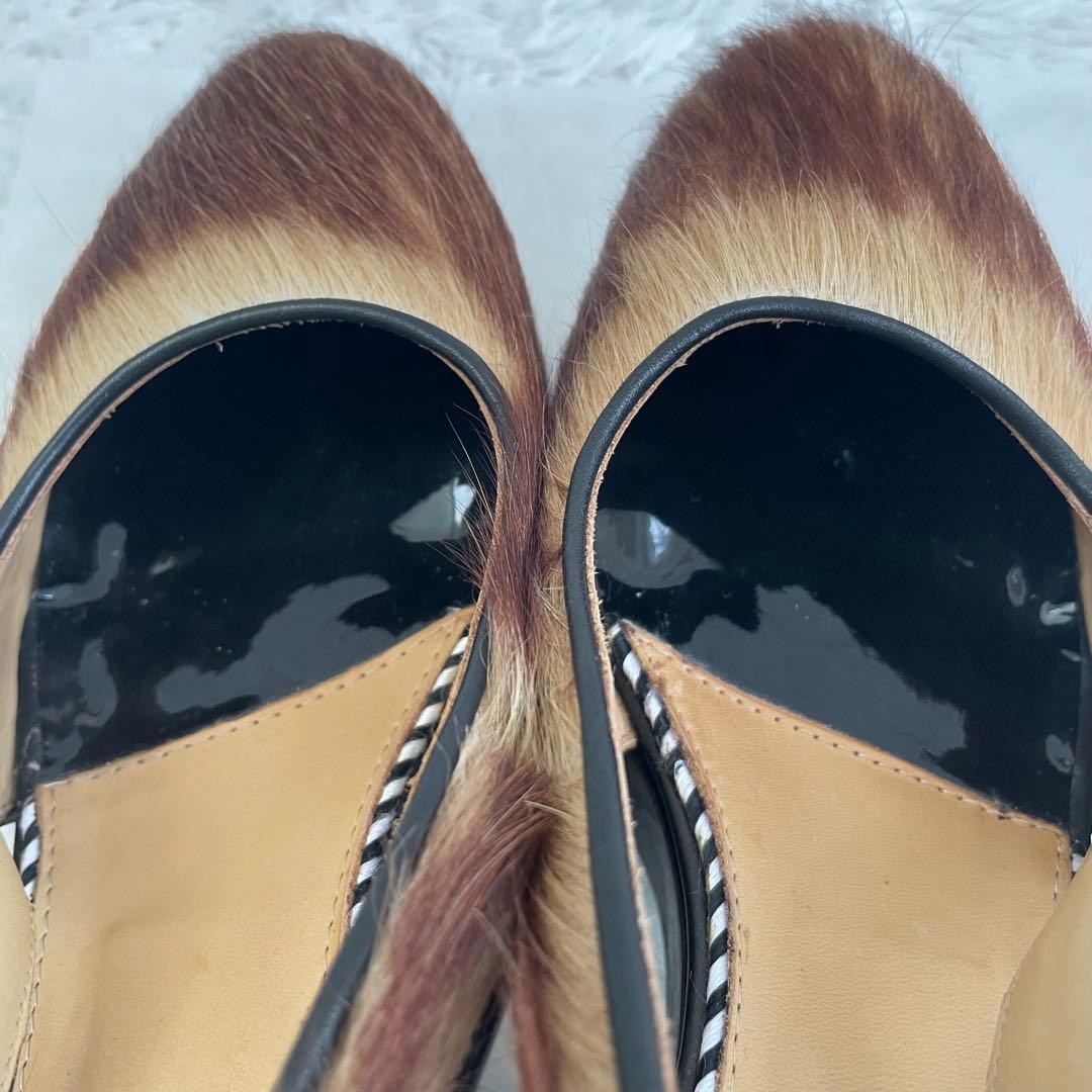 TOGA PULLA ヘアカーフサンダル　チャンキーヒール　ブラウン　38