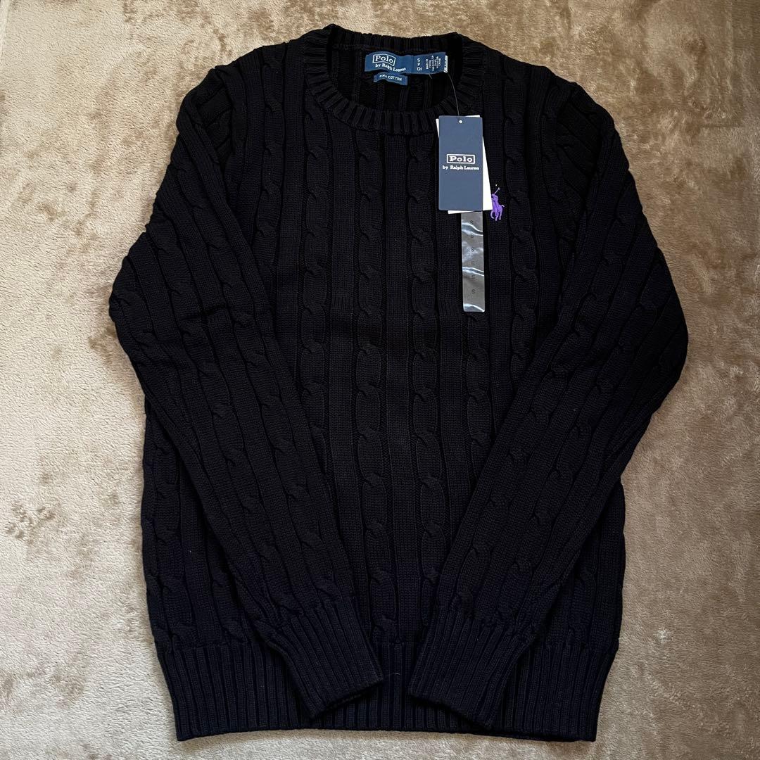 新品タグ付Polo by Ralph Lauren 黒 ケーブルニット Ｓ