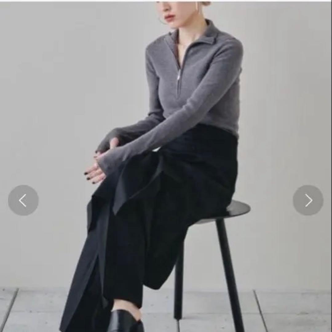 todayfulハーフジップリブニット