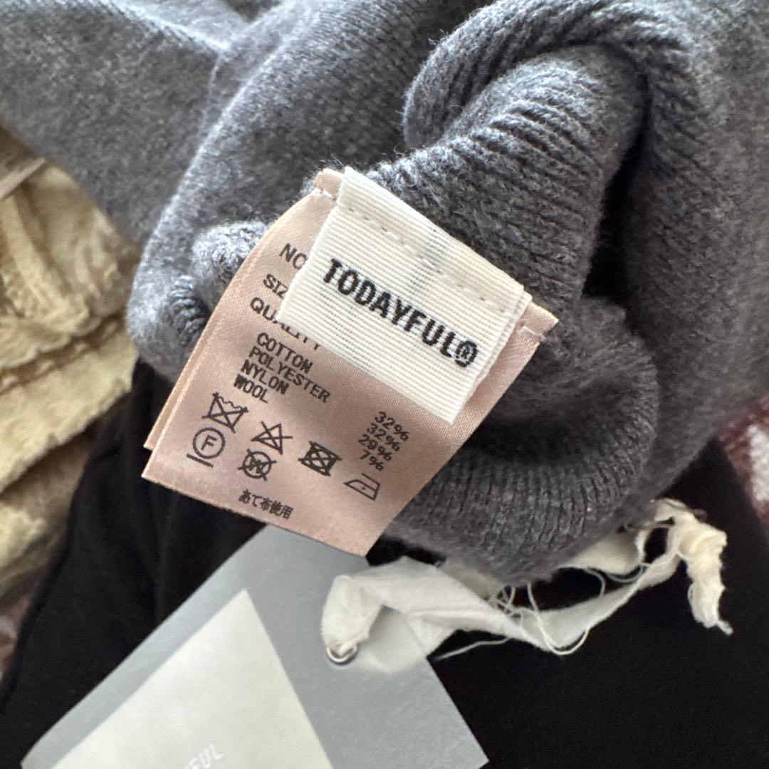 todayfulハーフジップリブニット