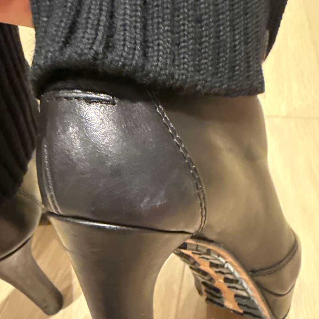 GUCCI レディース　ショートブーツ　レザー&ニット　ブラック　36.5