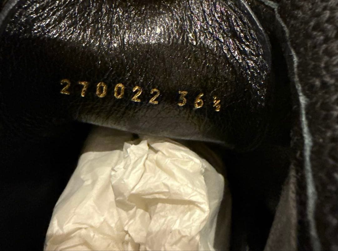 GUCCI レディース　ショートブーツ　レザー&ニット　ブラック　36.5