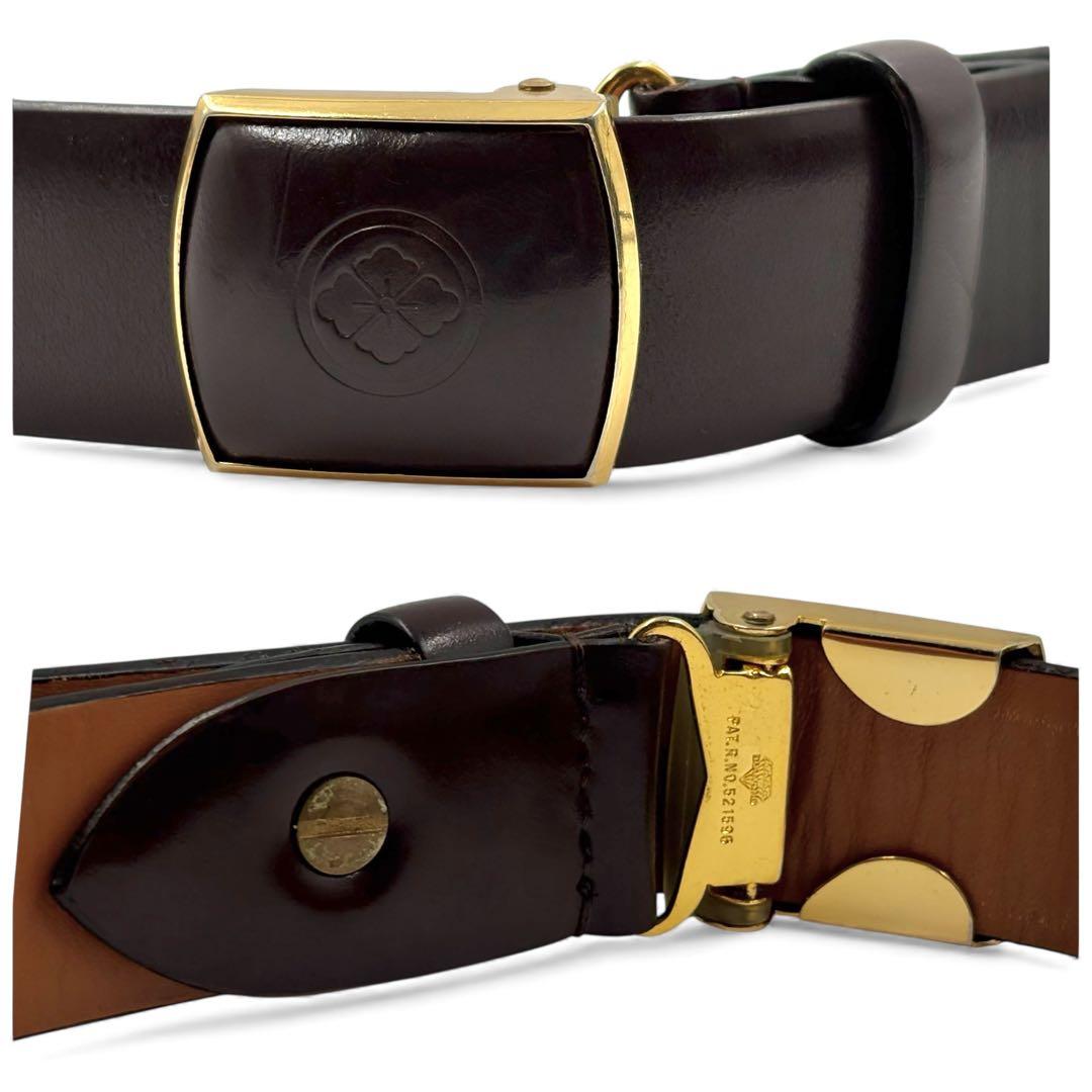 超レア EVISU エビス ベルト 家紋 刻印 ガラスレザー ダークブラウン