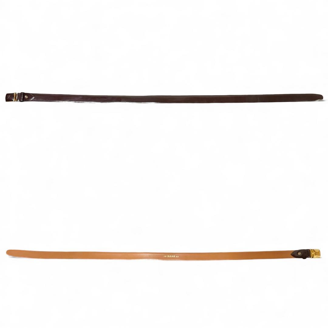 超レア EVISU エビス ベルト 家紋 刻印 ガラスレザー ダークブラウン