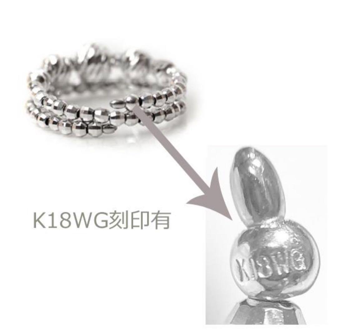 K18WG ミラーボール スパイラルリング　フリーサイズ