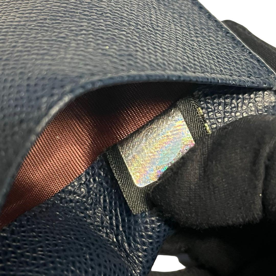 希少✨ブルガリ ケース ロゴクリップ グレインレザー ネイビー ブルー