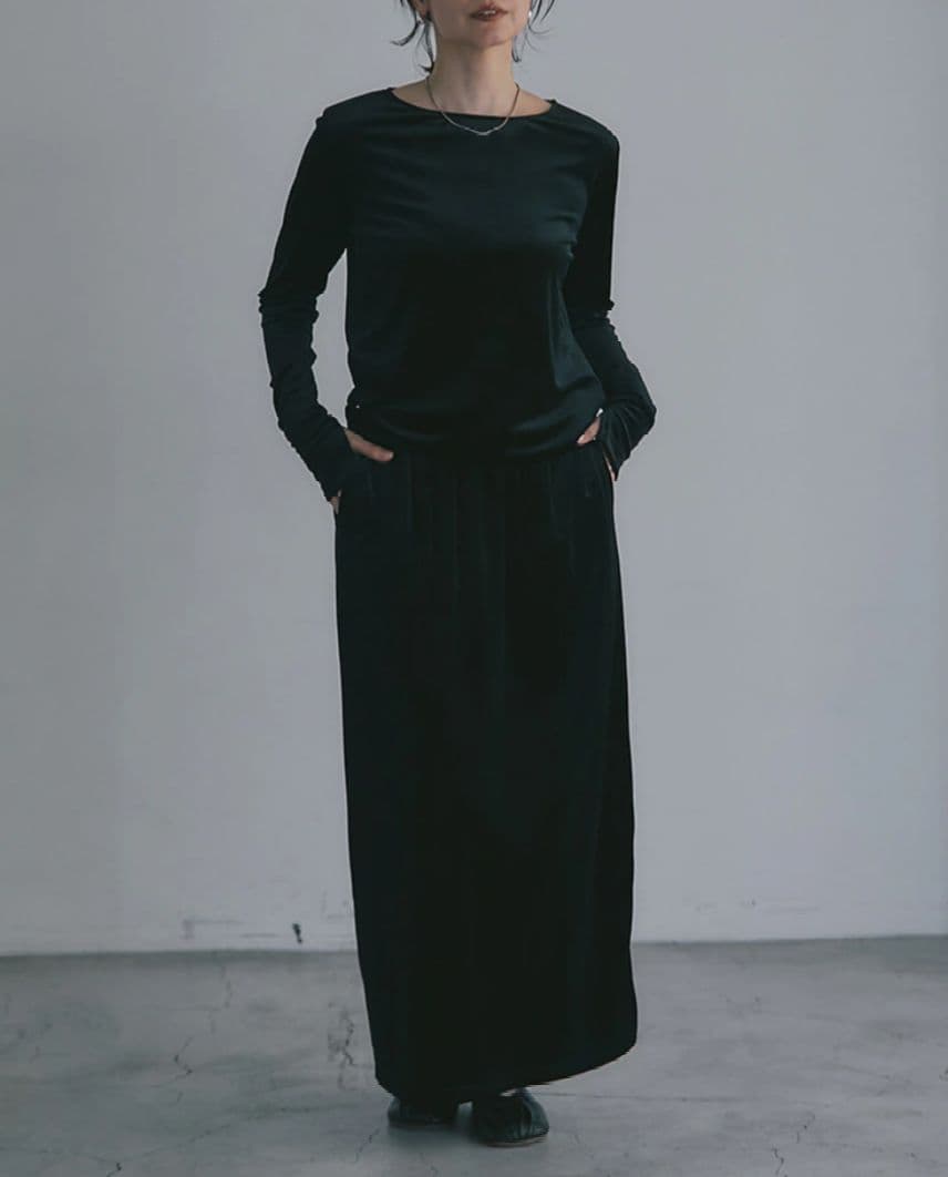 AEFRE◆エフレ◆べロアトップス/ファスナースリットスカートセットアップ