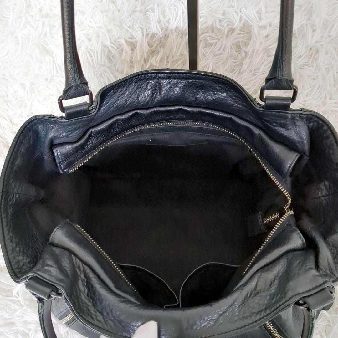 美品✨️ディケイド レザー ダブルジップ トートバッグ 黒 シボ革　A4