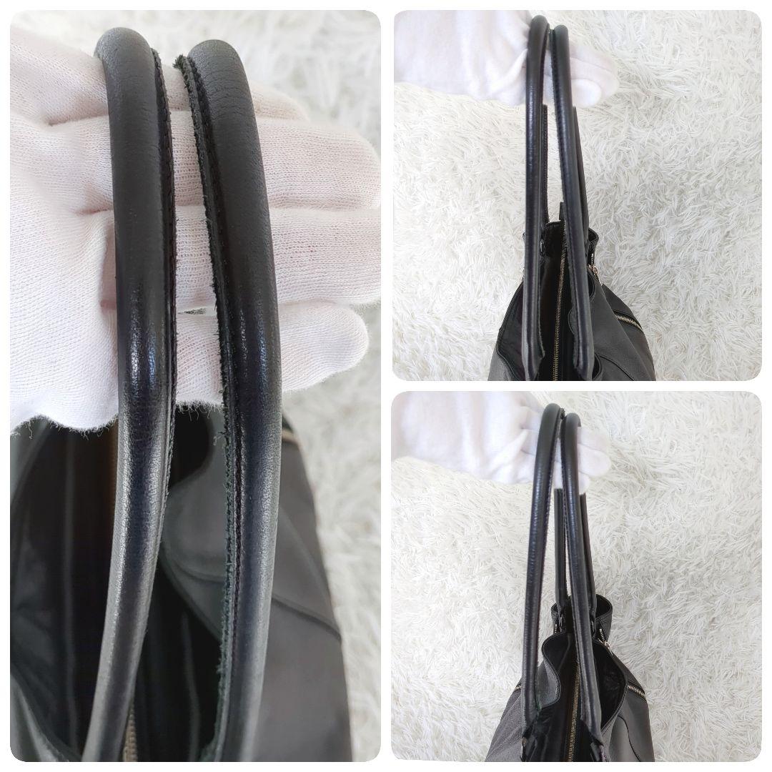 美品✨️ディケイド レザー ダブルジップ トートバッグ 黒 シボ革　A4