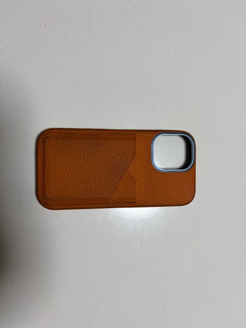 ボナベンチュラiPhone17バックカバーケース　オレンジ　シュリンクレザー