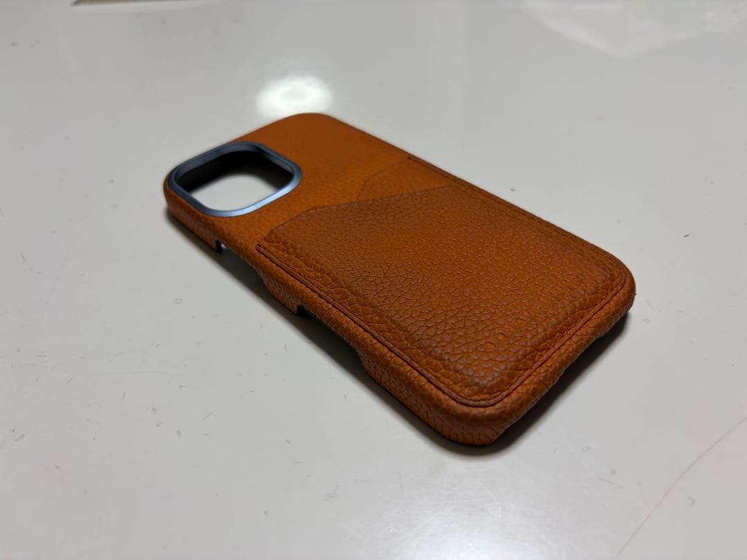 ボナベンチュラiPhone17バックカバーケース　オレンジ　シュリンクレザー