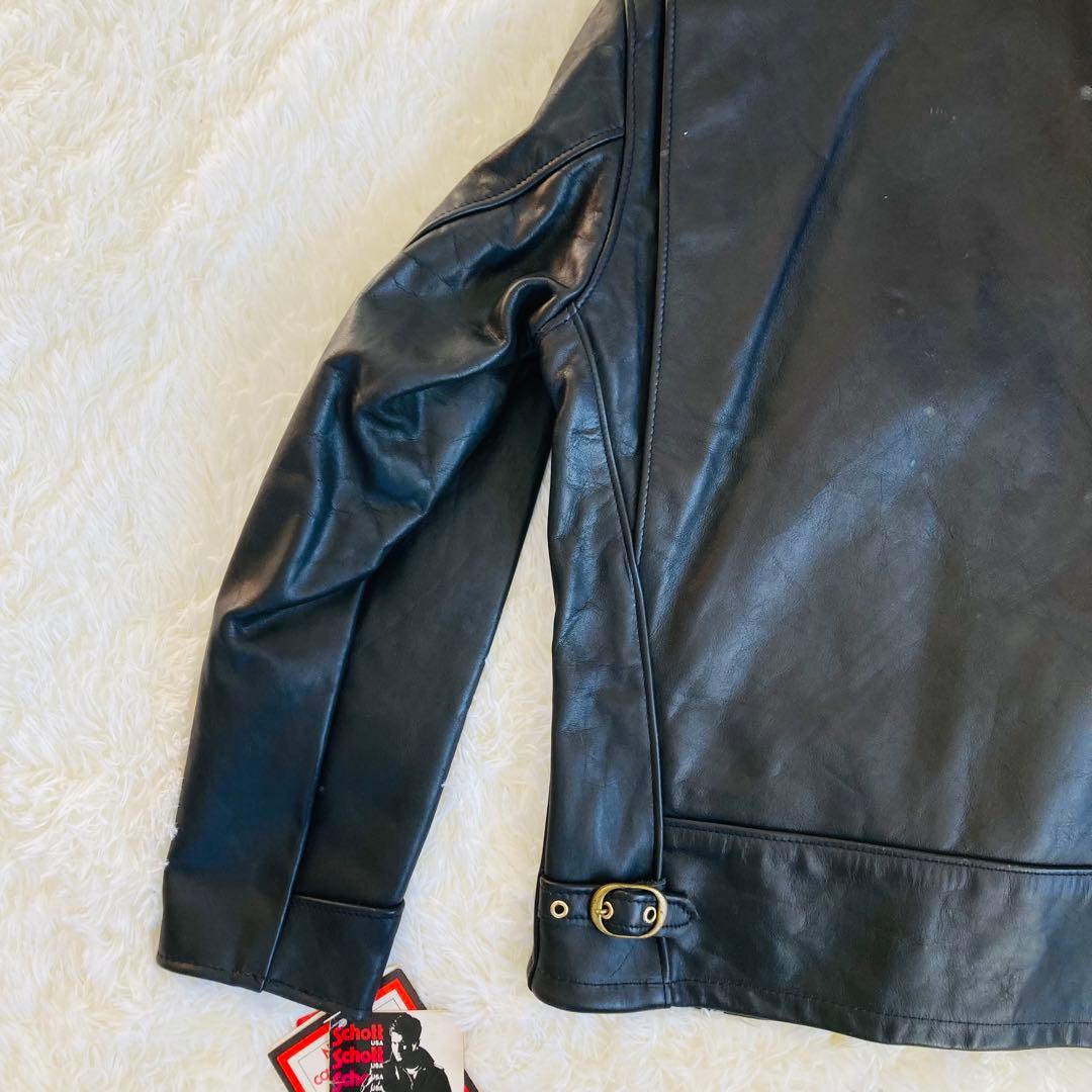 新品タグ付★ ショット 643 シングルライダース　36 襟付 ライナー付