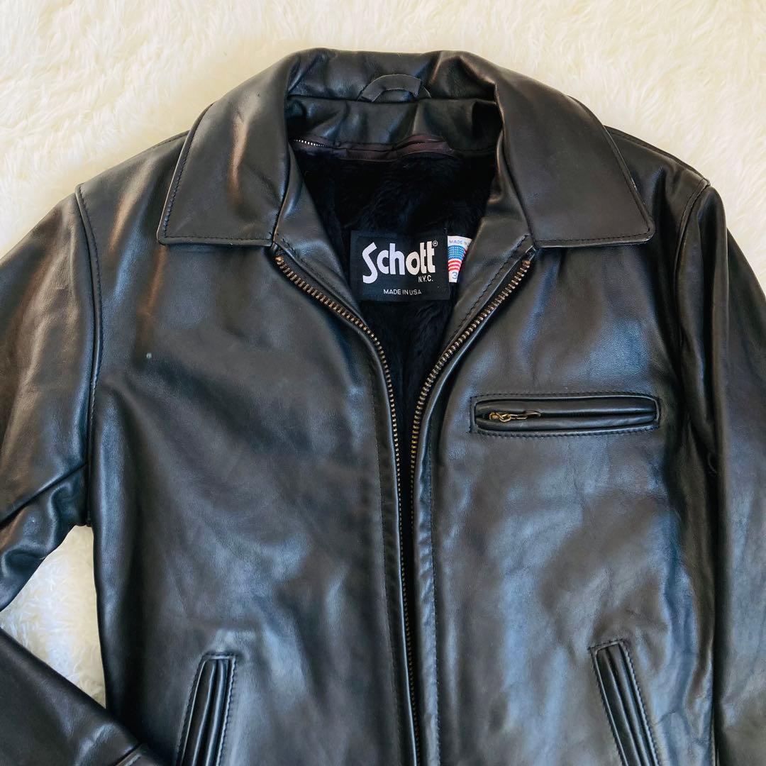 新品タグ付★ ショット 643 シングルライダース　36 襟付 ライナー付