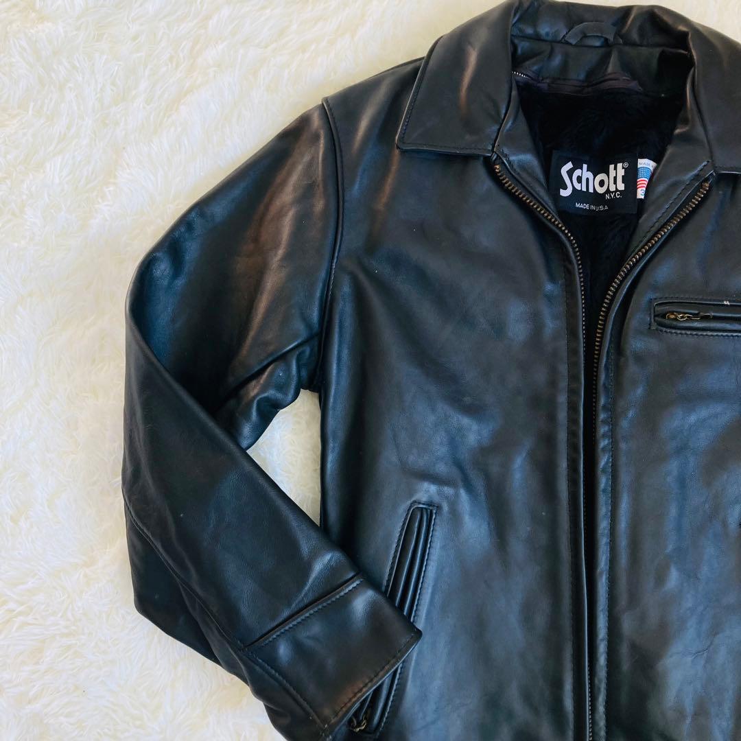 新品タグ付★ ショット 643 シングルライダース　36 襟付 ライナー付