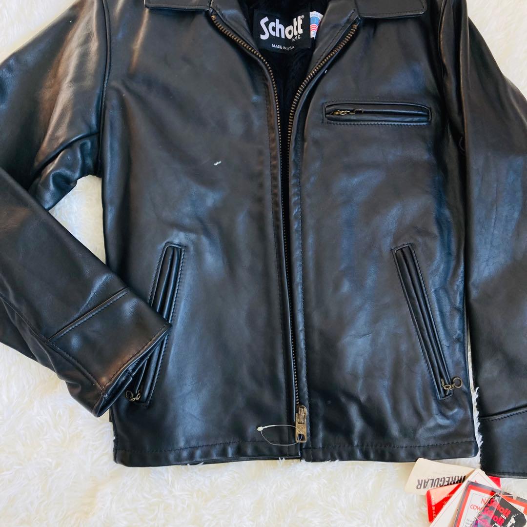 新品タグ付★ ショット 643 シングルライダース　36 襟付 ライナー付