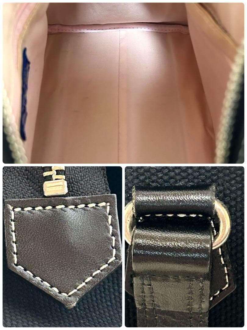 バーバリーブルーレーベル ミニボストンバッグ ホースロゴ刺繍 ハンドバッグ 黒