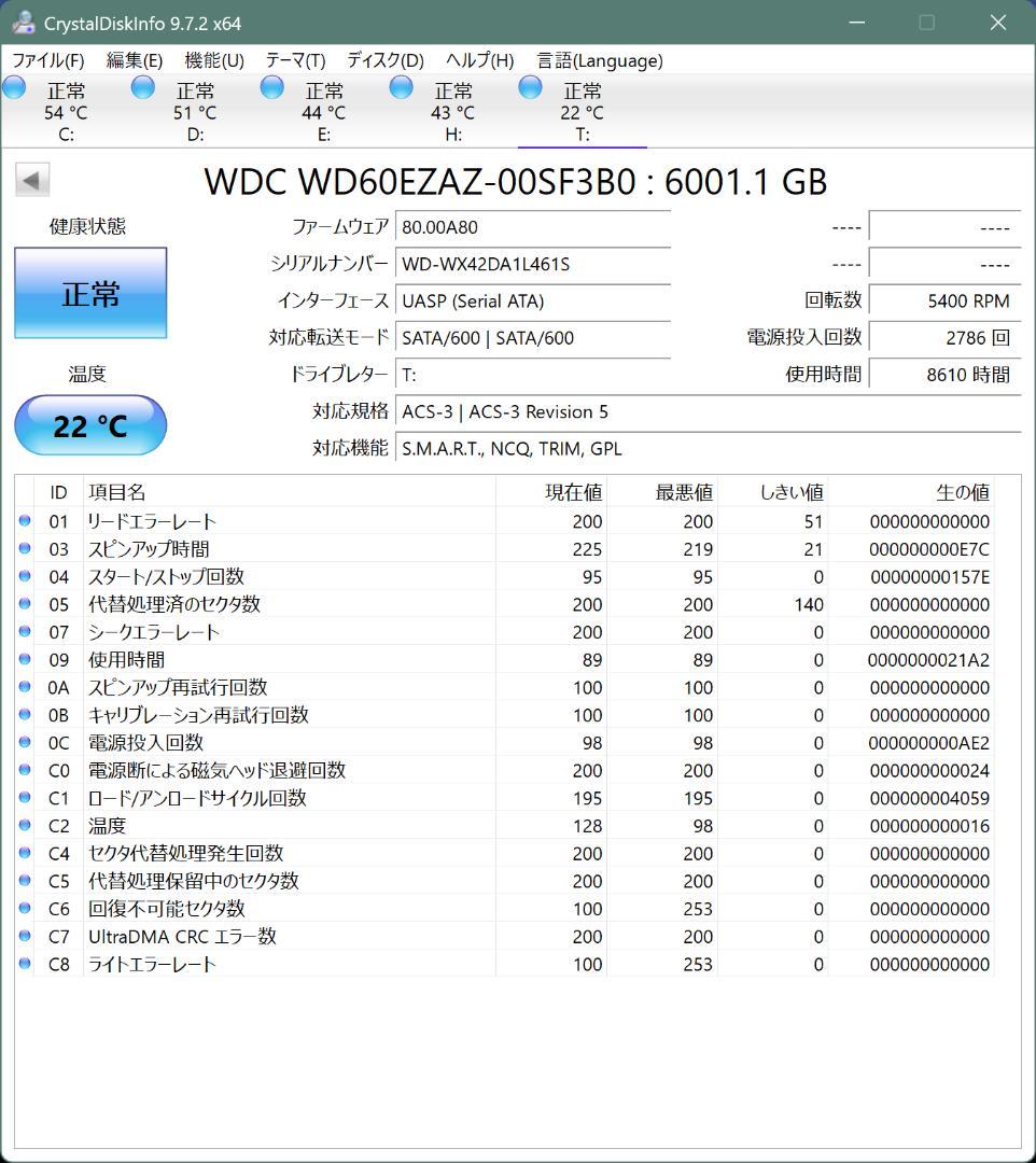 （No.3）WD Blue 3.5 SATA HDD 6TB WD60EZAZ