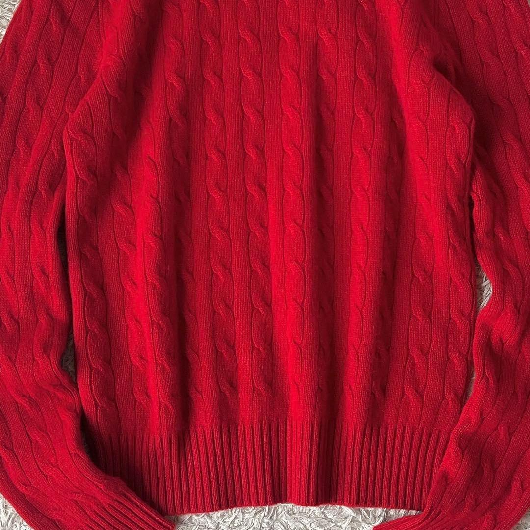 【美品】ポロラルフローレン ケーブルニット セーター カシミア100％ 赤