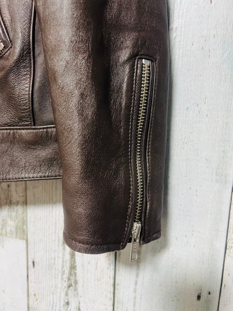 極限定 TAKEO KIKUCHI ダブルジップ シングルライダース 本革レザー