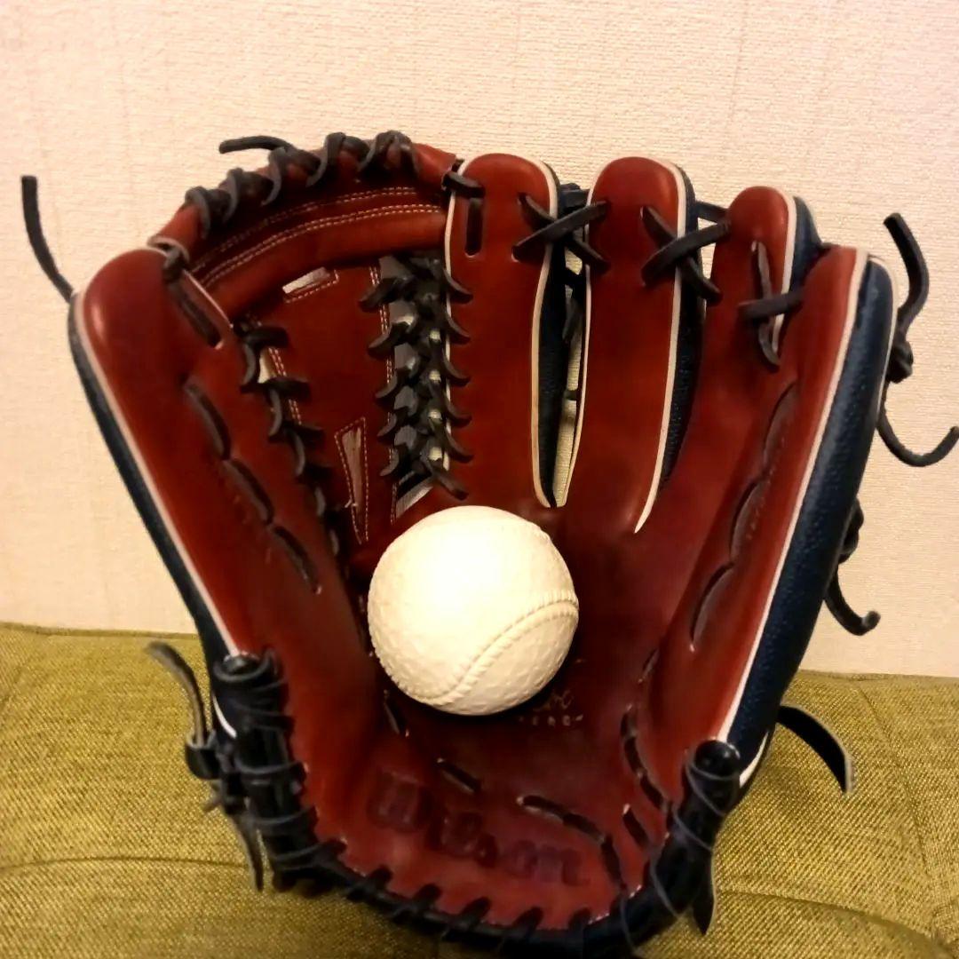 ■美品 湯もみ型付■ウィルソン DUAL オールラウンド グローブ 軟式グラブ