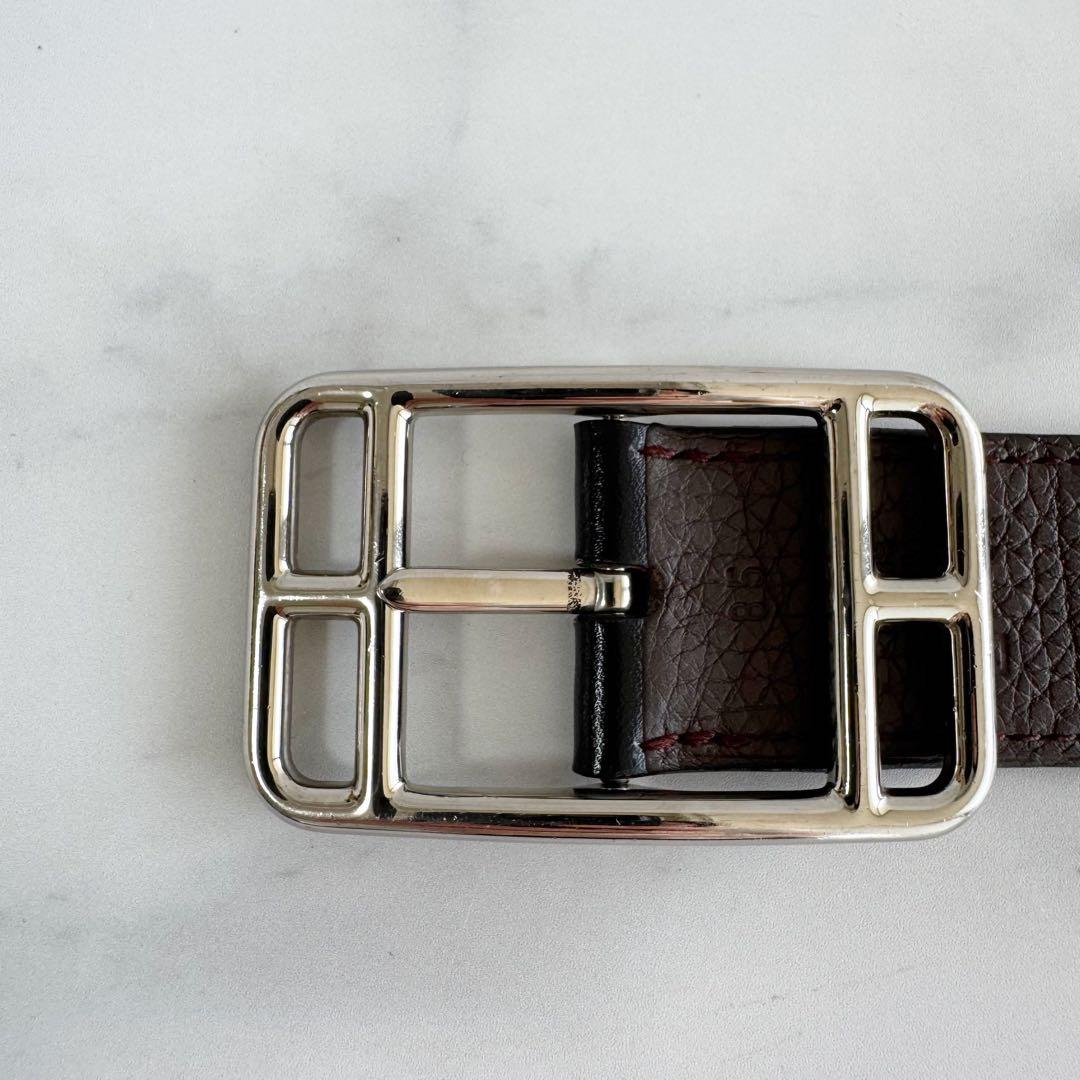 エルメス メンズ リバーシブルベルト ケープコッド 32 黒／ショコラ85