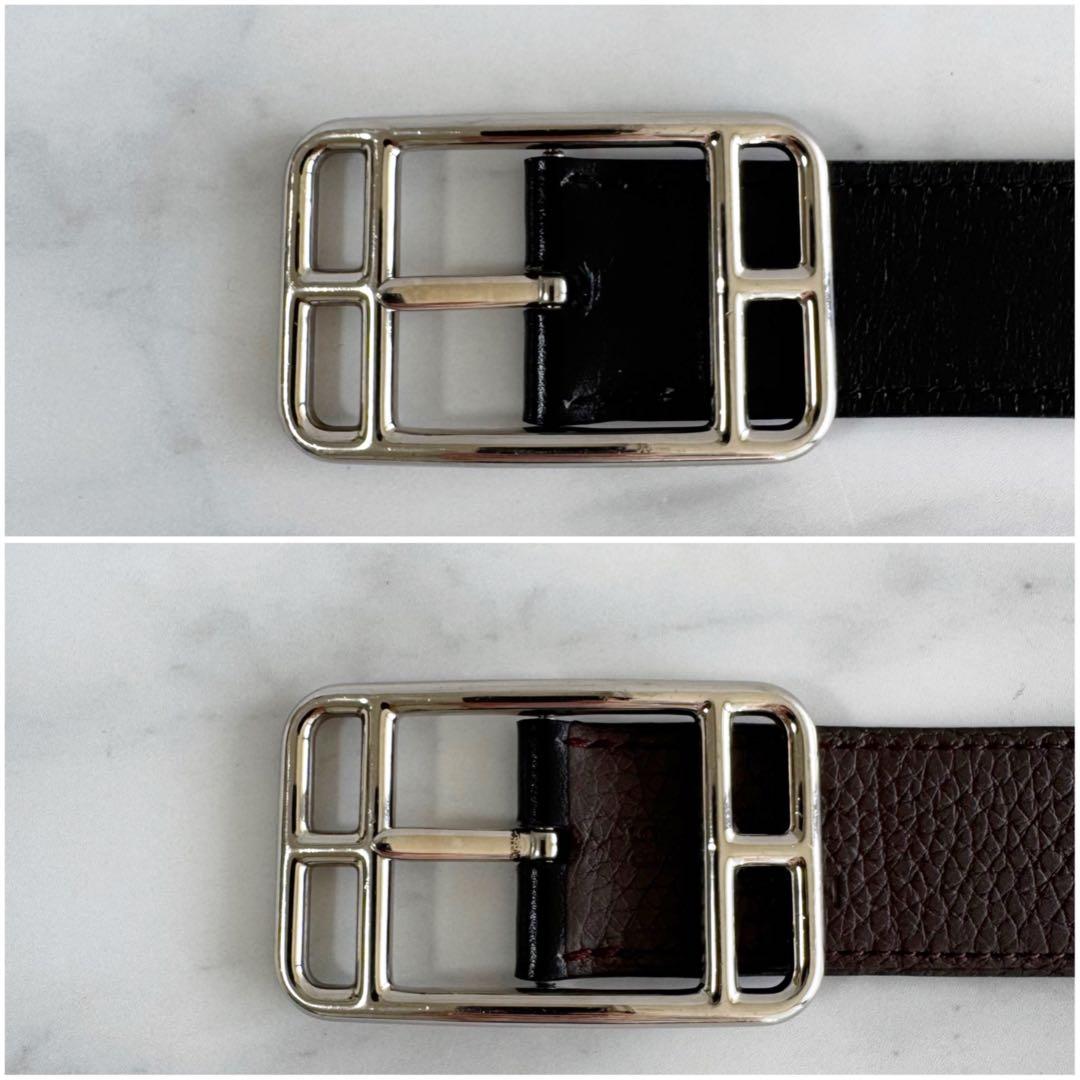 エルメス メンズ リバーシブルベルト ケープコッド 32 黒／ショコラ85