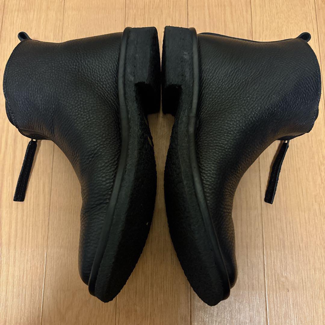 SAYA 23cm 本革 レザー ショートブーツ 黒 サイドジップ 日本製